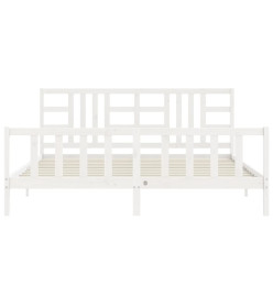Cadre de lit avec tête de lit blanc 200x200 cm bois massif
