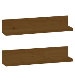 Étagères murales 2 pcs Marron miel 50x11x9cm Bois de pin massif