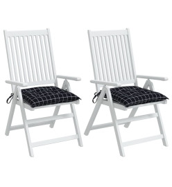 Coussins de chaise 2 pcs carreaux noir 50x50x7 cm tissu oxford