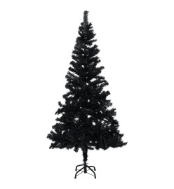 Arbre de Noël artificiel avec LED et boules Noir 180 cm PVC