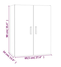 Armoire murale suspendue Noir 69,5x34x90 cm