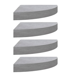 Étagères d'angle murales 4 pcs Gris béton 35x35x3,8 cm MDF