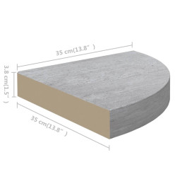 Étagères d'angle murales 4 pcs Gris béton 35x35x3,8 cm MDF