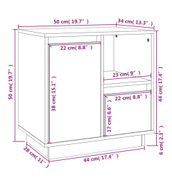 Table de chevet Marron miel 50x34x50 cm Bois de pin massif