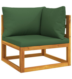 Salon de jardin 6 pcs avec coussins vert bois massif