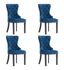 Chaises à manger lot de 4 bleu velours