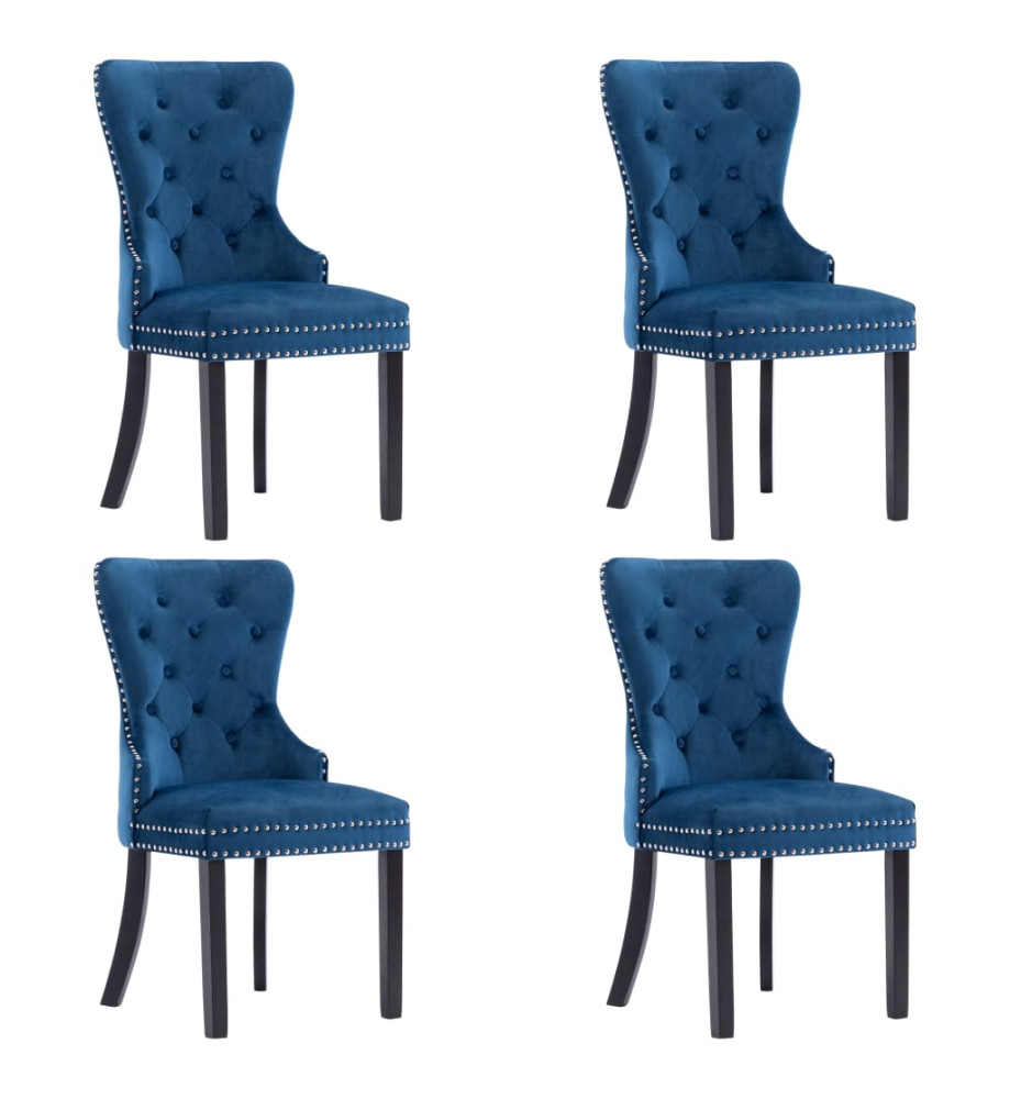 Chaises à manger lot de 4 bleu velours