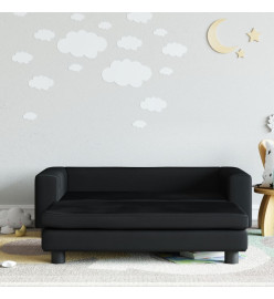 Canapé avec repose-pied pour enfants noir 100x50x30 cm velours