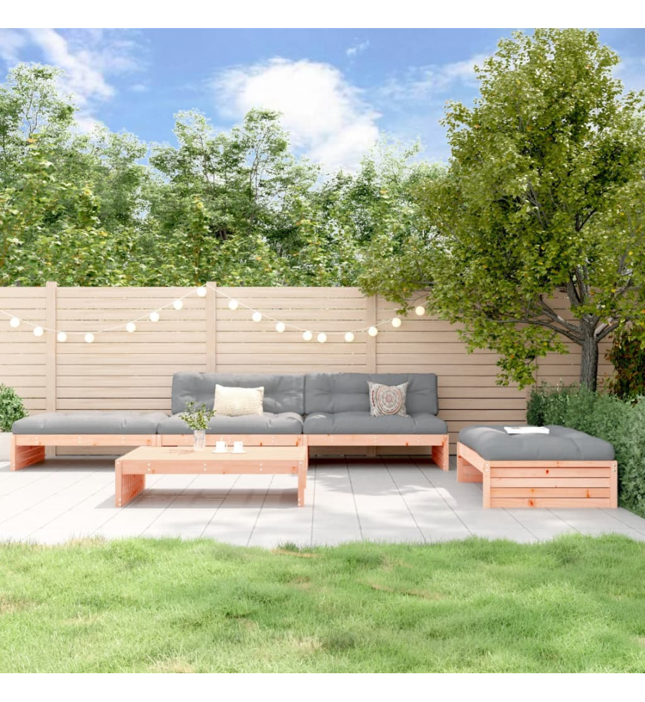 Salon de jardin 5 pcs avec coussins bois massif douglas