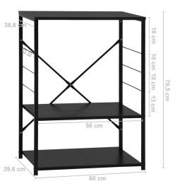 Armoire à four à micro-ondes Noir 60x39,6x79,5 cm Aggloméré