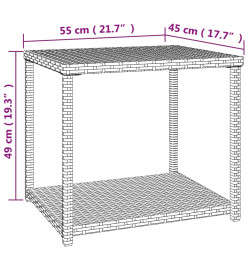 Table d'appoint noir 55x45x49 cm résine tressée