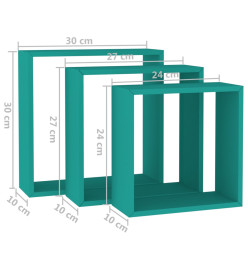 Étagères murales sous forme de cube 3 pcs Bleu