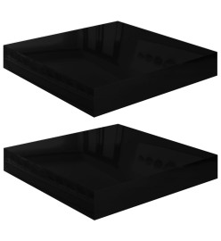 Étagère murale flottante 2 pcs Noir brillant 23x23,5x3,8 cm MDF