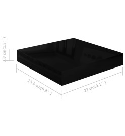 Étagère murale flottante 2 pcs Noir brillant 23x23,5x3,8 cm MDF