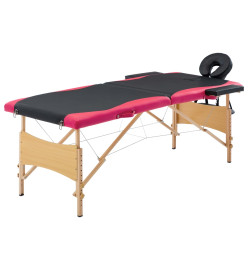 Table de massage pliable 2 zones Bois Noir et rose