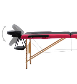 Table de massage pliable 2 zones Bois Noir et rose