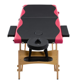 Table de massage pliable 2 zones Bois Noir et rose