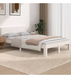 Cadre de lit blanc 120x190 cm petit double bois massif de pin