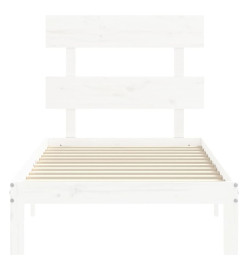 Cadre de lit avec tête de lit blanc 90x200 cm bois massif
