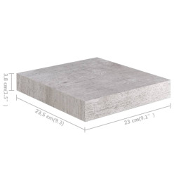 Étagères murales flottantes 2 pcs Gris béton 23x23,5x3,8 cm MDF