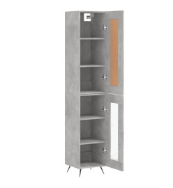 Buffet haut Gris béton 34,5x34x180 cm Bois d'ingénierie