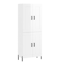 Buffet haut Blanc brillant 69,5x34x180 cm Bois d'ingénierie