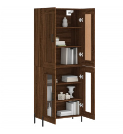 Buffet haut Chêne marron 69,5x34x180 cm Bois d'ingénierie