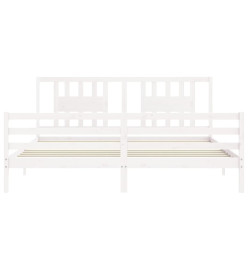 Cadre de lit avec tête de lit blanc Super King bois massif