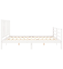 Cadre de lit avec tête de lit blanc Super King bois massif