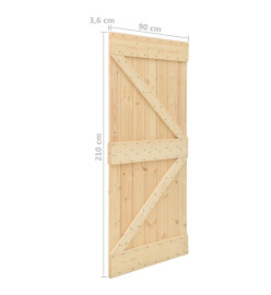 Porte coulissante avec kit de quincaillerie 90x210cm Pin massif