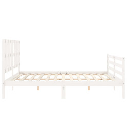 Cadre de lit avec tête de lit blanc Super King bois massif