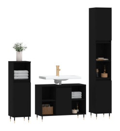 Ensemble de meubles salle de bain 3 pcs noir bois d'ingénierie