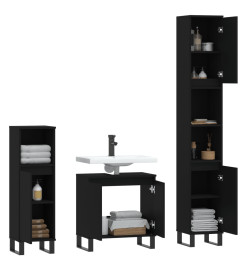 Ensemble de meubles salle de bain 3 pcs noir bois d'ingénierie