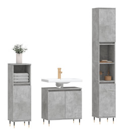 Ensemble de meubles de salle de bain 3 pcs gris béton