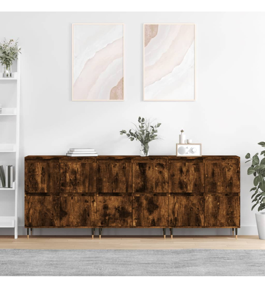 Buffets 3 pcs Chêne fumé Bois d'ingénierie