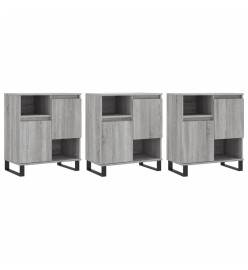 Buffets 3 pcs Sonoma gris Bois d'ingénierie