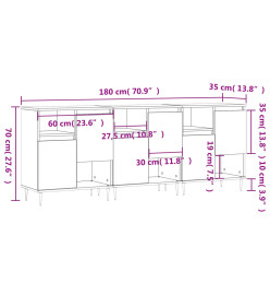 Buffets 3 pcs noir bois d'ingénierie