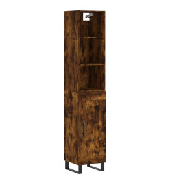 Buffet haut Chêne fumé 34,5x34x180 cm Bois d'ingénierie