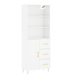 Buffet haut Blanc brillant 69,5x34x180 cm Bois d'ingénierie