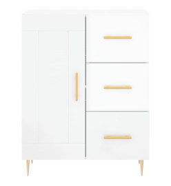 Buffet haut Blanc brillant 69,5x34x180 cm Bois d'ingénierie