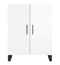 Buffet haut Blanc brillant 69,5x34x180 cm Bois d'ingénierie