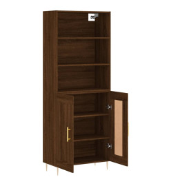 Buffet haut Chêne marron 69,5x34x180 cm Bois d'ingénierie