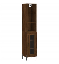 Buffet haut Chêne marron 34,5x34x180 cm Bois d'ingénierie