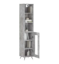 Buffet haut Gris béton 34,5x34x180 cm Bois d'ingénierie