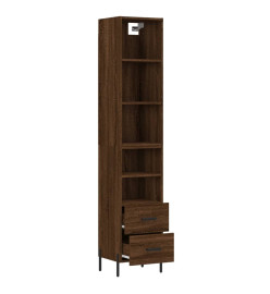 Buffet haut Chêne marron 34,5x34x180 cm Bois d'ingénierie