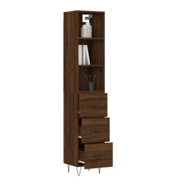 Buffet haut Chêne marron 34,5x34x180 cm Bois d'ingénierie