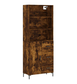 Buffet haut Chêne fumé 69,5x34x180 cm Bois d'ingénierie