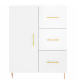 Buffet haut Blanc brillant 69,5x34x180 cm Bois d'ingénierie