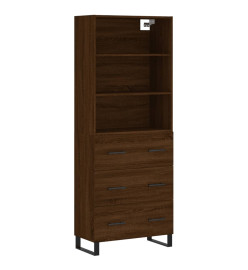 Buffet haut Chêne marron 69,5x34x180 cm Bois d'ingénierie