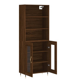 Buffet haut Chêne marron 69,5x34x180 cm Bois d'ingénierie